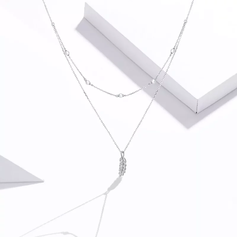 (imagen para) Collar de colgante de trigo plateado brillante estilo Pandora - BSN208 - Ver 5