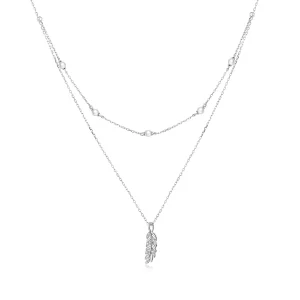 (imagen para) Collar de colgante de trigo plateado brillante estilo Pandora - BSN208