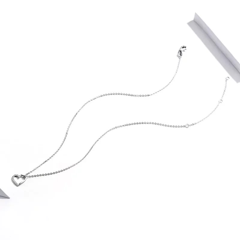 (imagen para) Collar de Corazón Brillante en Estilo Pandora de Plata - SCN347 - Ver 5