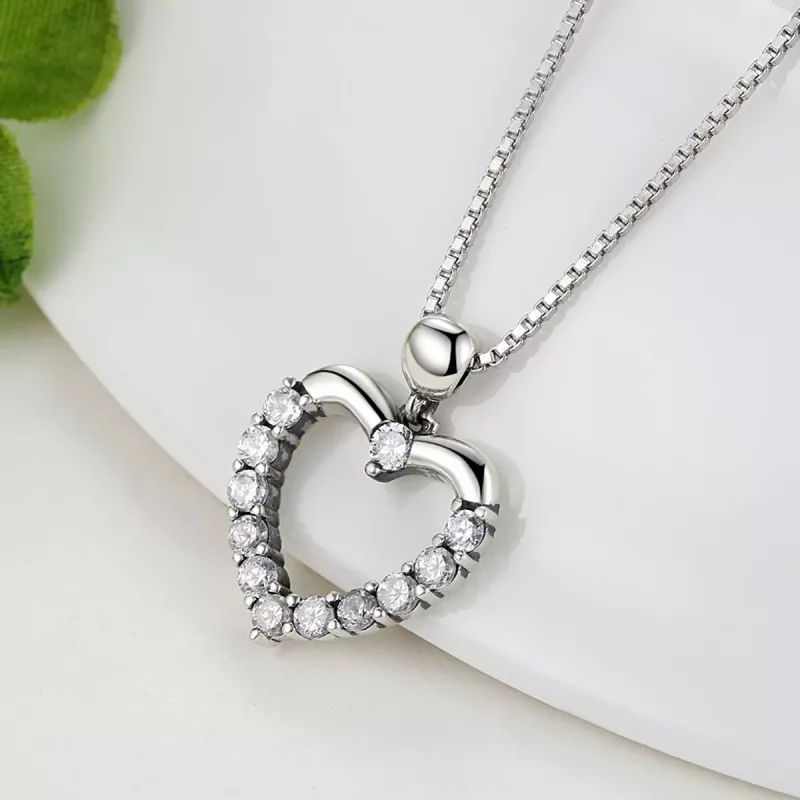 (imagen para) Collar de corazón brillante estilo Pandora de plata - SCN025 - Ver 5