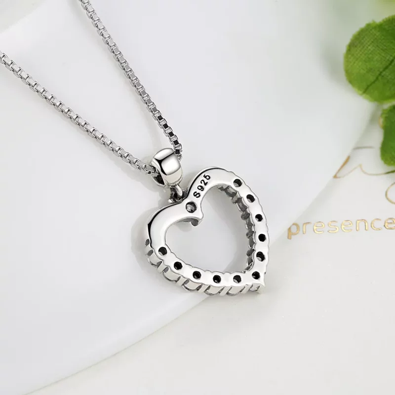 (imagen para) Collar de corazón brillante estilo Pandora de plata - SCN025 - Ver 6