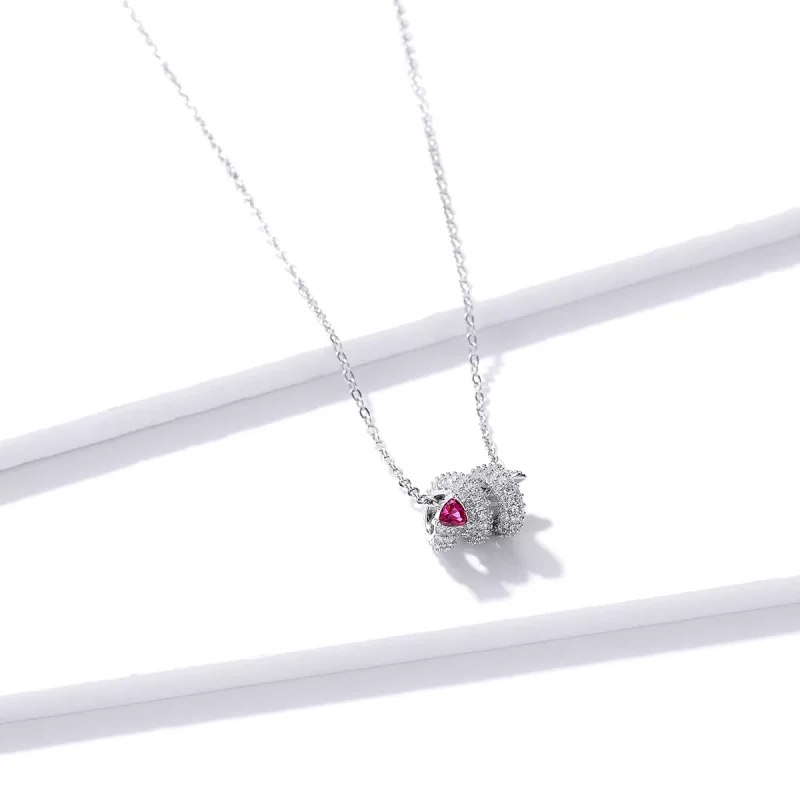 (imagen para) Collar de corazón de serpiente romántica estilo Pandora - BSN150 - Ver 3