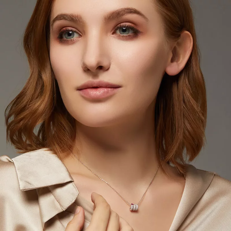 (imagen para) Collar de corazón de serpiente romántica estilo Pandora - BSN150 - Ver 2
