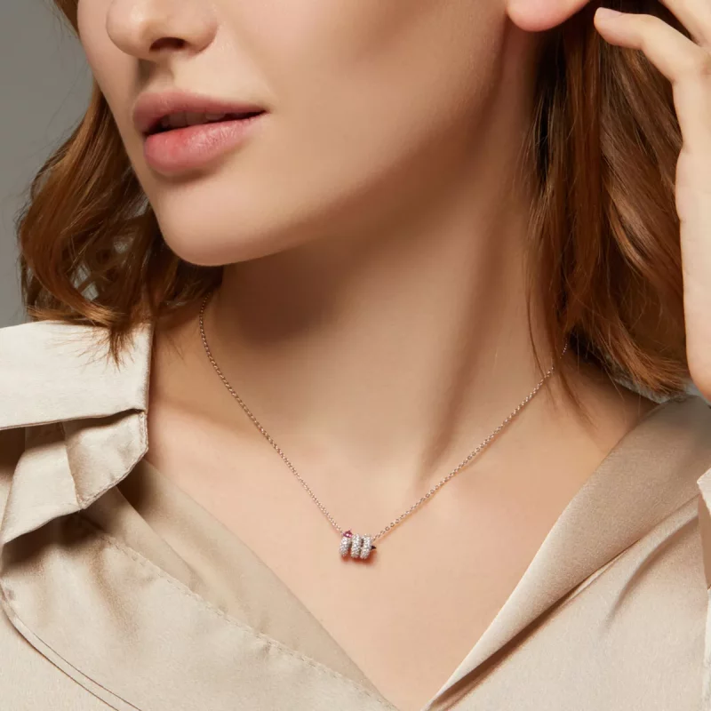 (imagen para) Collar de corazón de serpiente romántica estilo Pandora - BSN150 - Ver 5