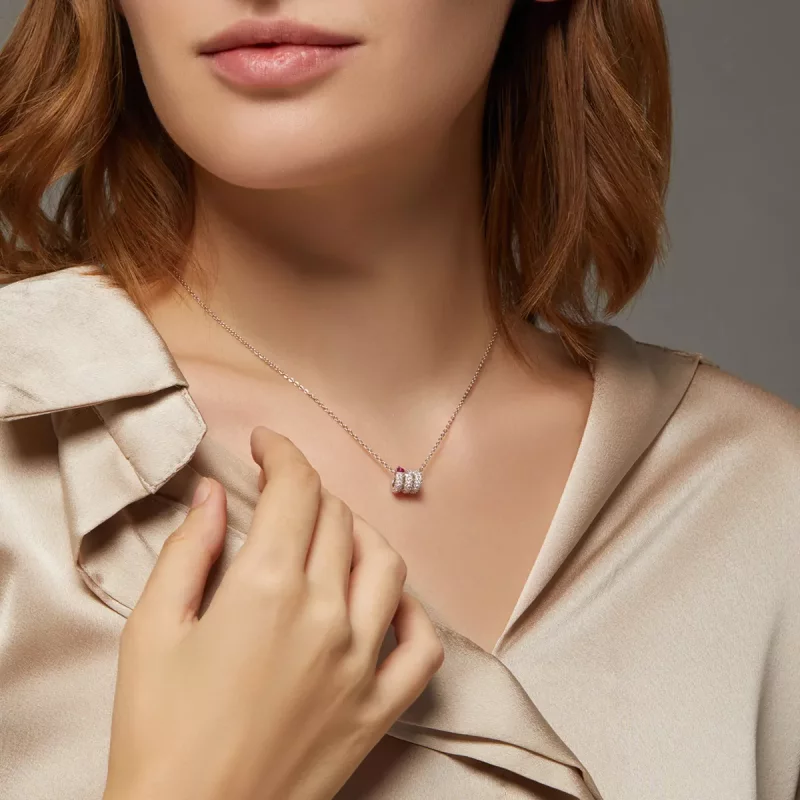 (imagen para) Collar de corazón de serpiente romántica estilo Pandora - BSN150 - Ver 7