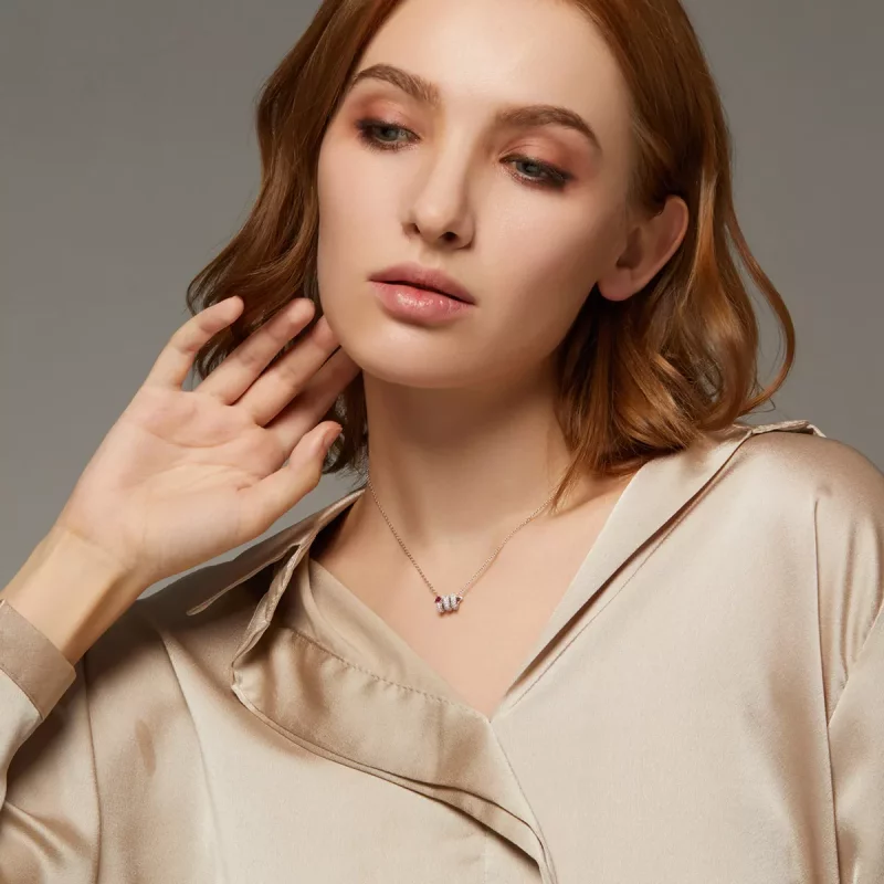 (imagen para) Collar de corazón de serpiente romántica estilo Pandora - BSN150 - Ver 8