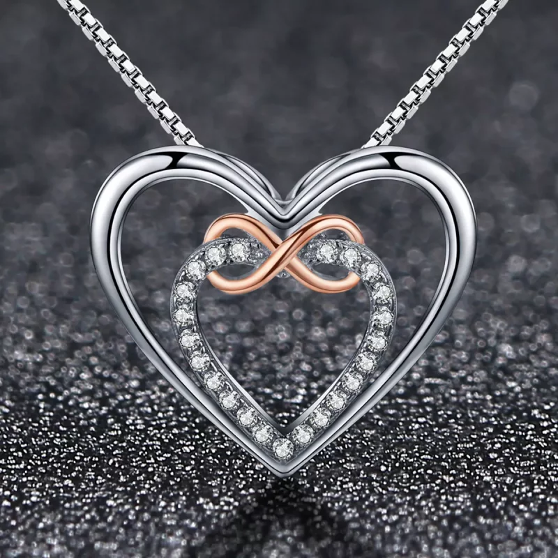 (imagen para) Collar de corazón exquisito estilo Pandora en plata - SCN121 - Ver 3