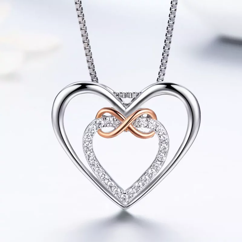(imagen para) Collar de corazón exquisito estilo Pandora en plata - SCN121 - Ver 4