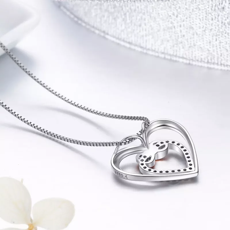 (imagen para) Collar de corazón exquisito estilo Pandora en plata - SCN121 - Ver 5