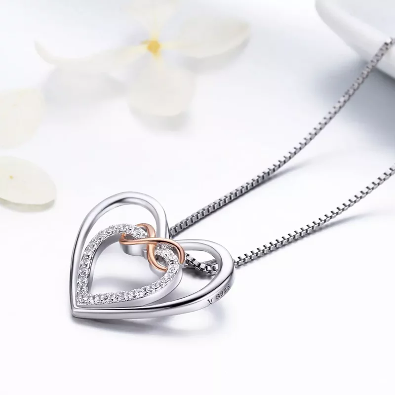 (imagen para) Collar de corazón exquisito estilo Pandora en plata - SCN121 - Ver 6