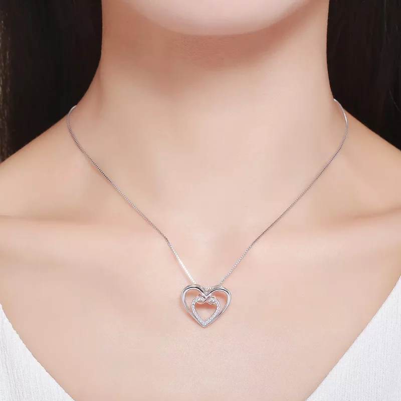 (imagen para) Collar de corazón exquisito estilo Pandora en plata - SCN121 - Ver 7