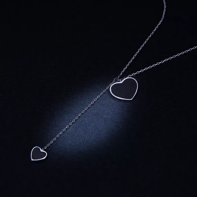 (imagen para) Collar de corazón negro estilo Pandora - BSN095 - Ver 5