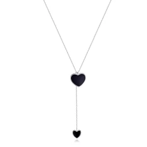 (imagen para) Collar de corazón negro estilo Pandora - BSN095