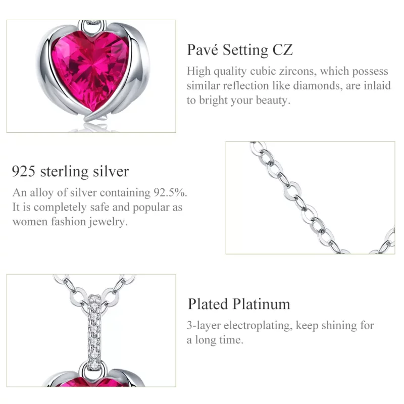 (imagen para) Collar de corazones guardianes plateado al estilo Pandora - SCN341 - Ver 3