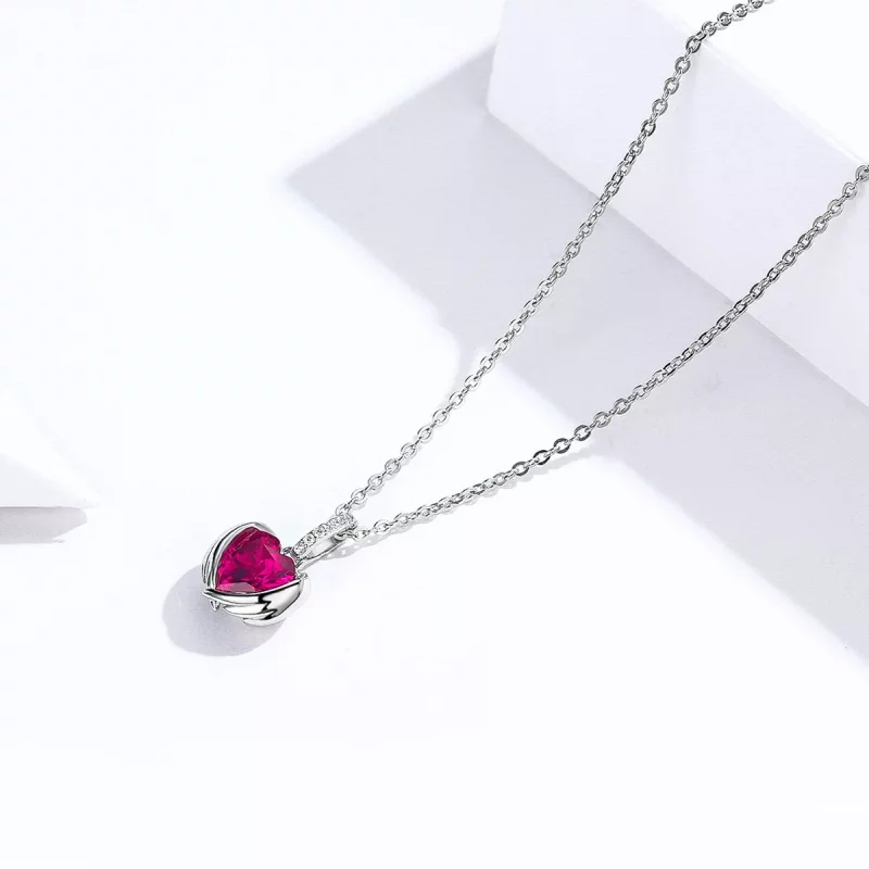(imagen para) Collar de corazones guardianes plateado al estilo Pandora - SCN341 - Ver 2