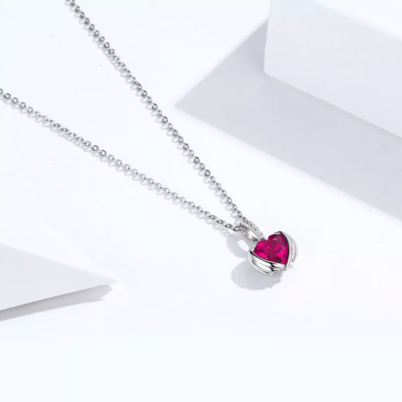 (imagen para) Collar de corazones guardianes plateado al estilo Pandora - SCN341 - Ver 4