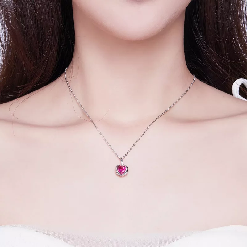 (imagen para) Collar de corazones guardianes plateado al estilo Pandora - SCN341 - Ver 6