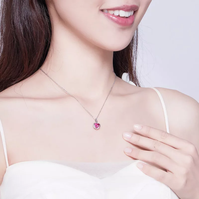 (imagen para) Collar de corazones guardianes plateado al estilo Pandora - SCN341 - Ver 7