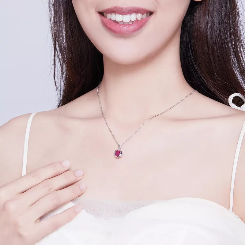 (imagen para) Collar de corazones guardianes plateado al estilo Pandora - SCN341 - Ver 8