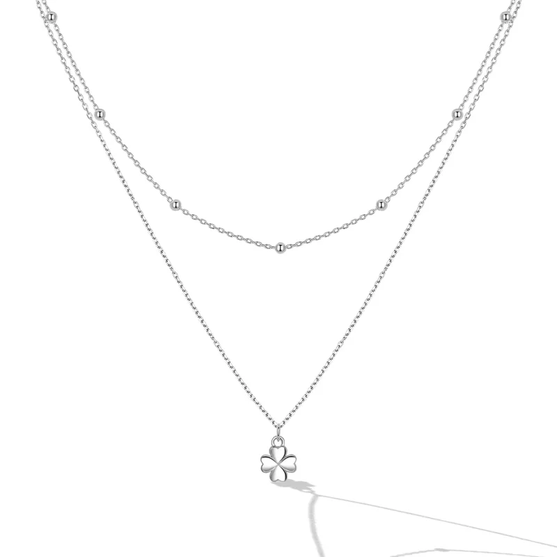 (imagen para) Collar de Doble Trébol al estilo de Pandora - SCN481 - Ver 2