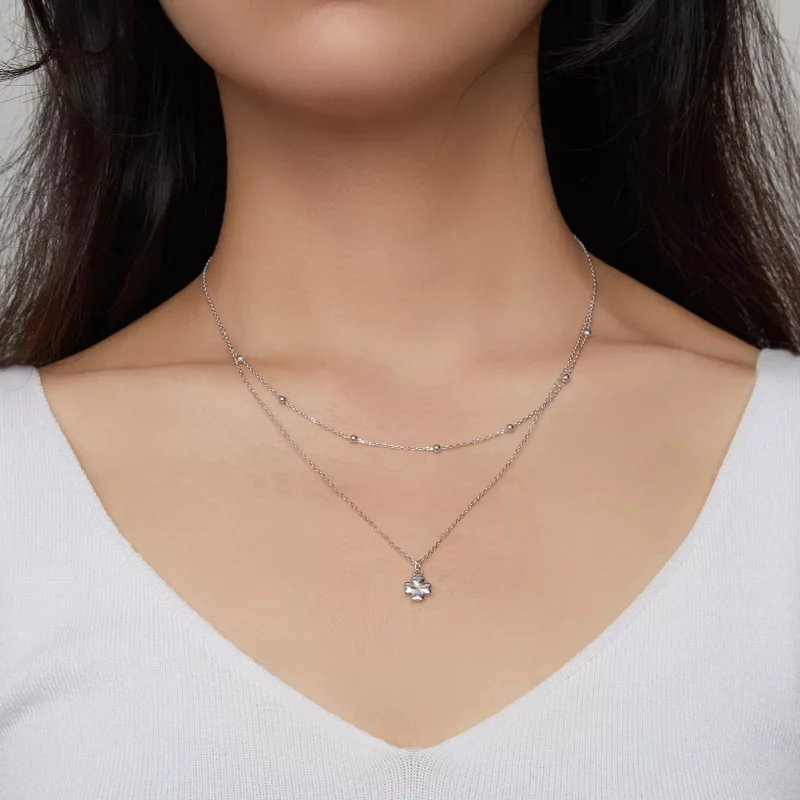 (imagen para) Collar de Doble Trébol al estilo de Pandora - SCN481 - Ver 6