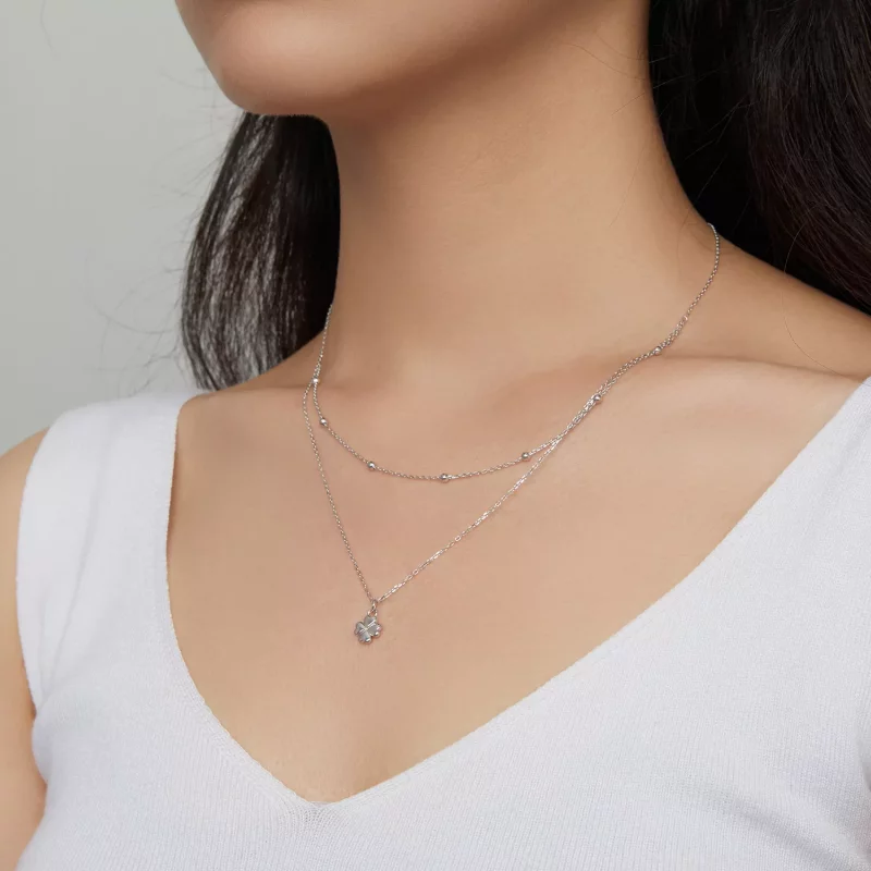 (imagen para) Collar de Doble Trébol al estilo de Pandora - SCN481 - Ver 7
