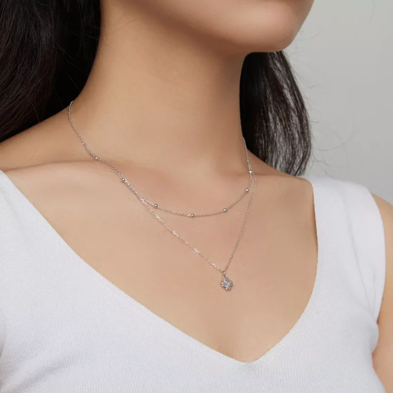 (imagen para) Collar de Doble Trébol al estilo de Pandora - SCN481 - Ver 8
