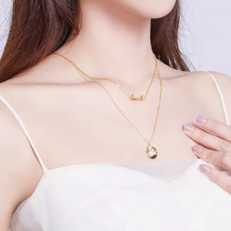 (imagen para) Collar de estilo Pandora con cerdo de la suerte - BSN090 - Ver 5