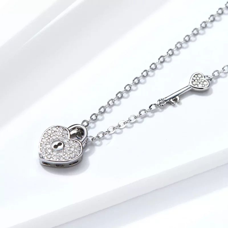 (imagen para) Collar de estilo Pandora con dijes de corazones de plata - SCN315 - Ver 3