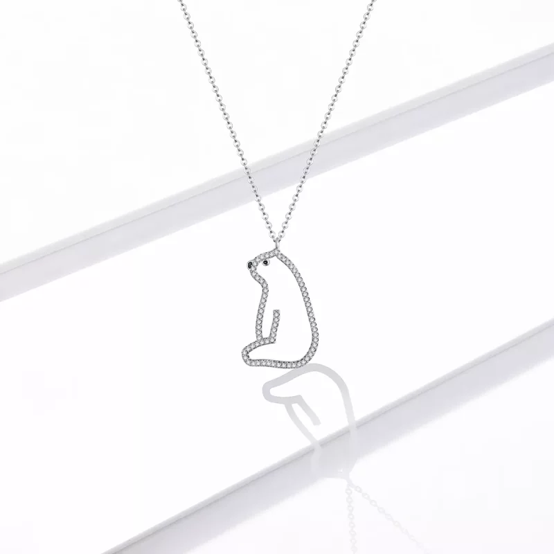 (imagen para) Collar de estilo Pandora con oso polar - BSN195 - Ver 5