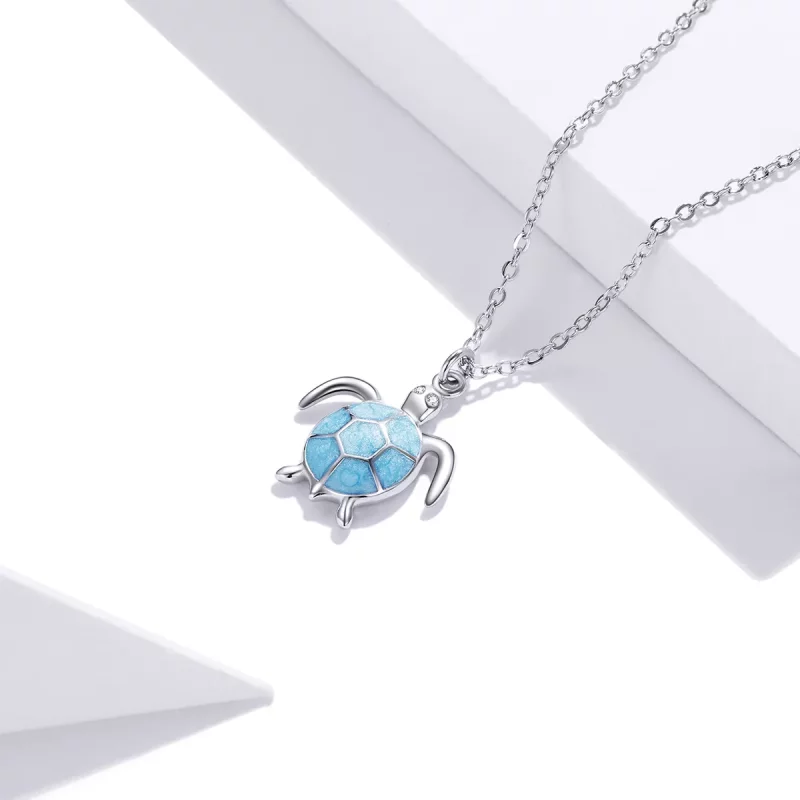 (imagen para) Collar de estilo Pandora con tortuga azul - SCN446 - Ver 3
