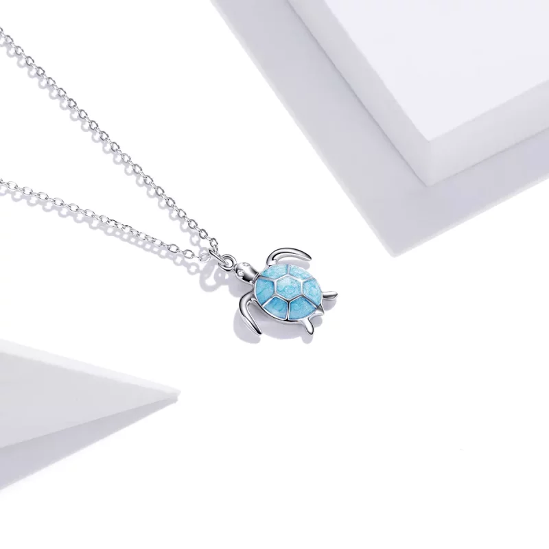 (imagen para) Collar de estilo Pandora con tortuga azul - SCN446 - Ver 4