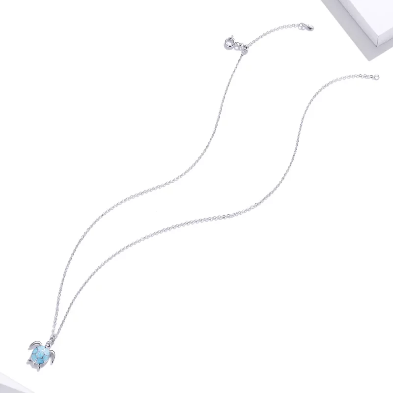 (imagen para) Collar de estilo Pandora con tortuga azul - SCN446 - Ver 5