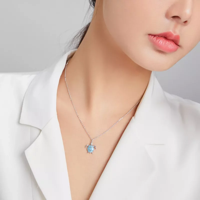 (imagen para) Collar de estilo Pandora con tortuga azul - SCN446 - Ver 8