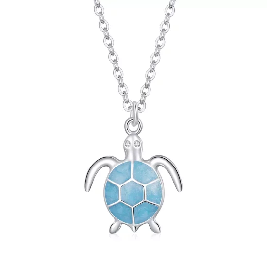 (imagen para) Collar de estilo Pandora con tortuga azul - SCN446