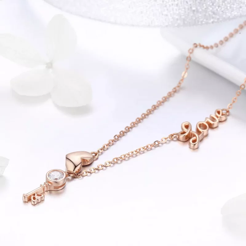 (imagen para) Collar de estilo Pandora en plata con llave de corazón - SCN292 - Ver 2