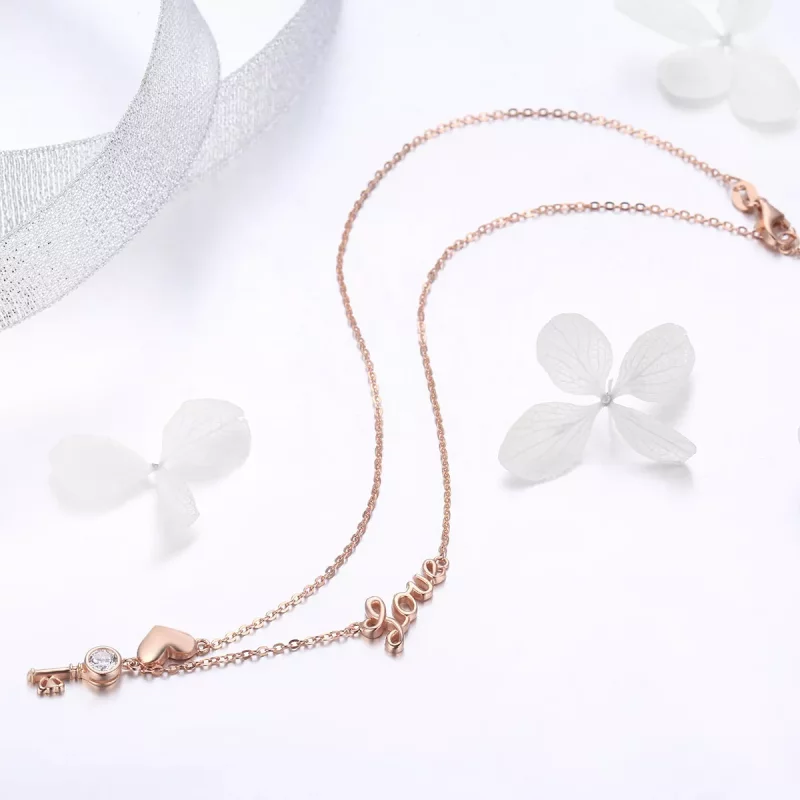 (imagen para) Collar de estilo Pandora en plata con llave de corazón - SCN292 - Ver 4