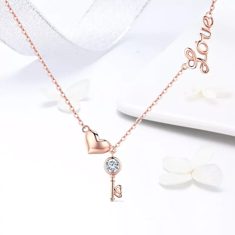 (imagen para) Collar de estilo Pandora en plata con llave de corazón - SCN292 - Ver 6