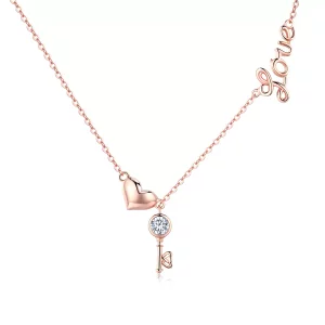 Collar de estilo Pandora en plata con llave de corazón - SCN292 (imagen para) Collar de estilo Pandora en plata con llave de corazón - SCN292