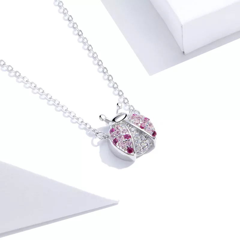 (imagen para) Collar de estilo Pandora Plateado con Deslumbrante Mariquita - SCN400 - Ver 2