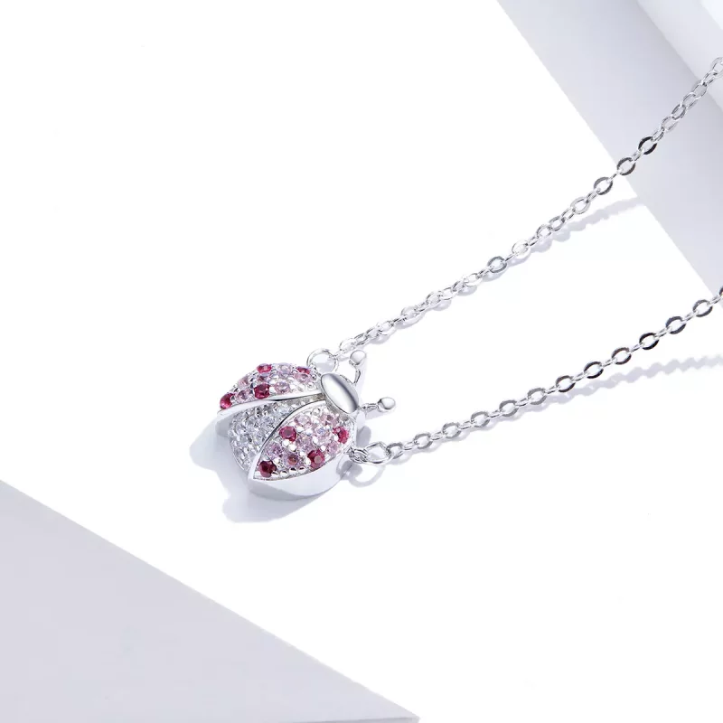 (imagen para) Collar de estilo Pandora Plateado con Deslumbrante Mariquita - SCN400 - Ver 3