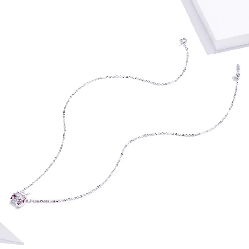 (imagen para) Collar de estilo Pandora Plateado con Deslumbrante Mariquita - SCN400 - Ver 4