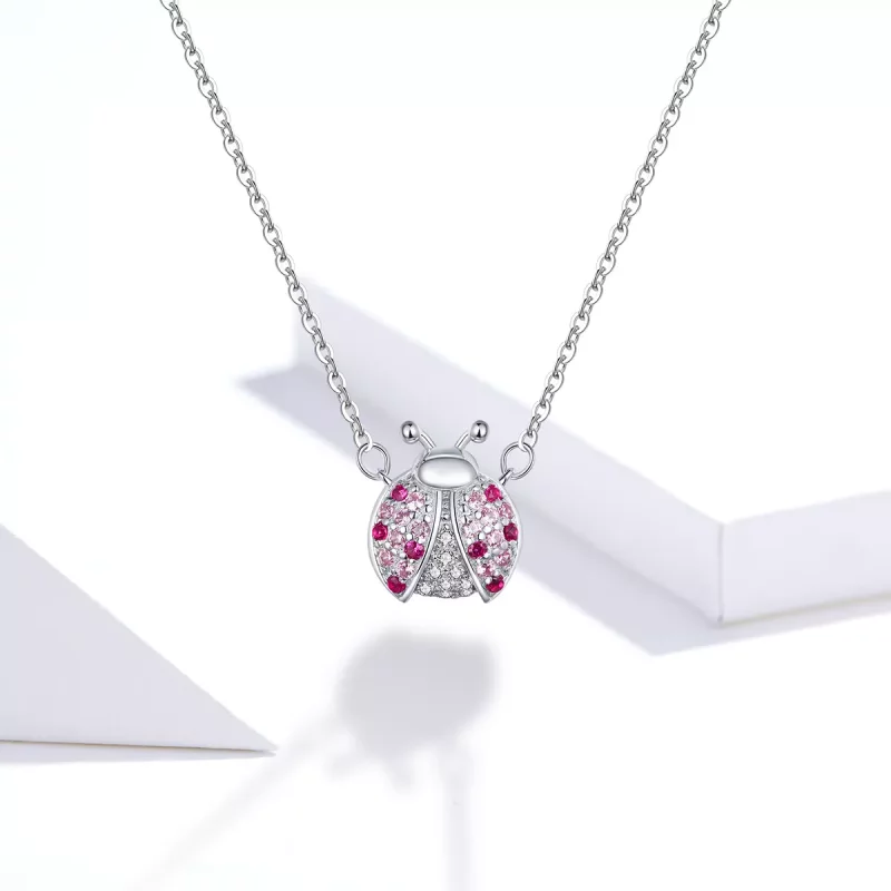 (imagen para) Collar de estilo Pandora Plateado con Deslumbrante Mariquita - SCN400 - Ver 5