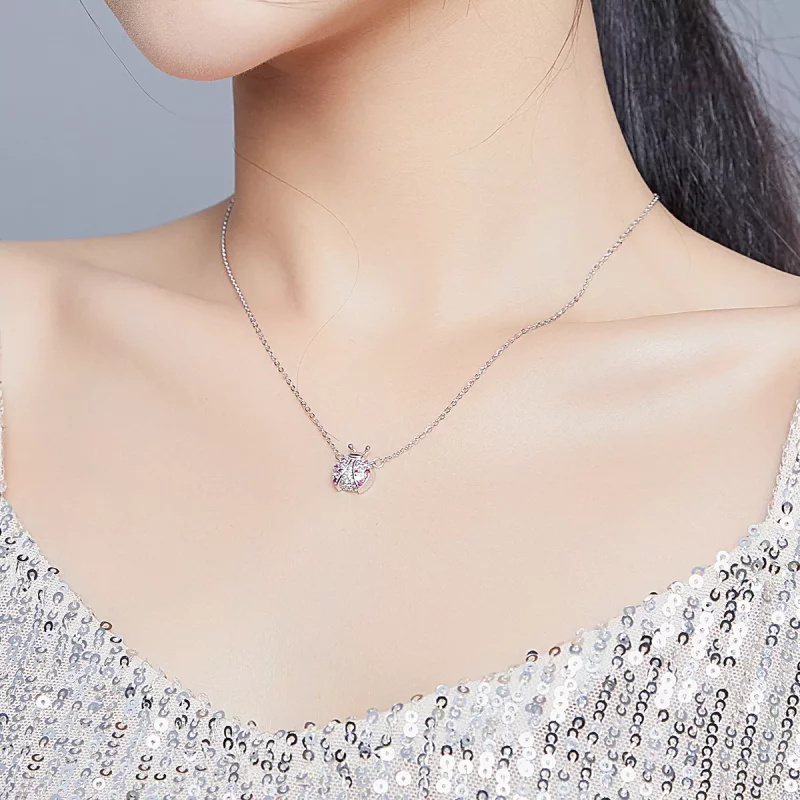 (imagen para) Collar de estilo Pandora Plateado con Deslumbrante Mariquita - SCN400 - Ver 9