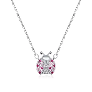 (imagen para) Collar de estilo Pandora Plateado con Deslumbrante Mariquita - SCN400