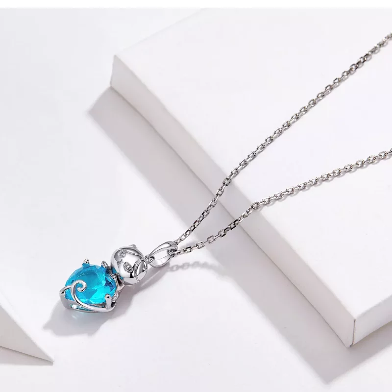 (imagen para) Collar de Gato Azul de Estilo Pandora en Plata - SCN331 - Ver 4
