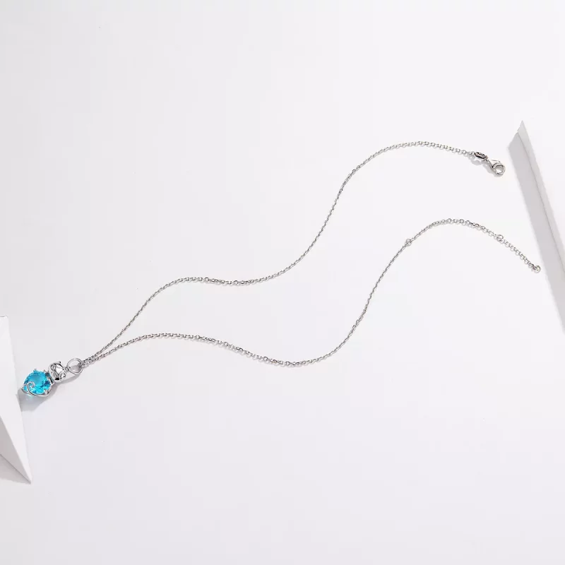 (imagen para) Collar de Gato Azul de Estilo Pandora en Plata - SCN331 - Ver 5