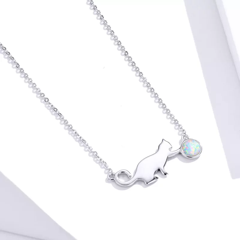 (imagen para) Collar de Gato con Ópalo al estilo Pandora - SCN395 - Ver 2