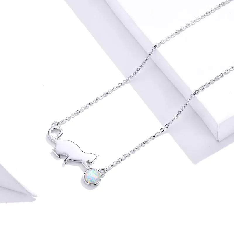 (imagen para) Collar de Gato con Ópalo al estilo Pandora - SCN395 - Ver 3