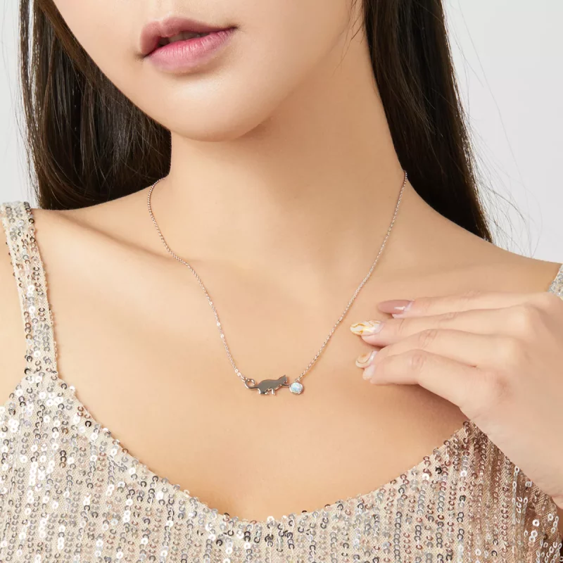 (imagen para) Collar de Gato con Ópalo al estilo Pandora - SCN395 - Ver 5